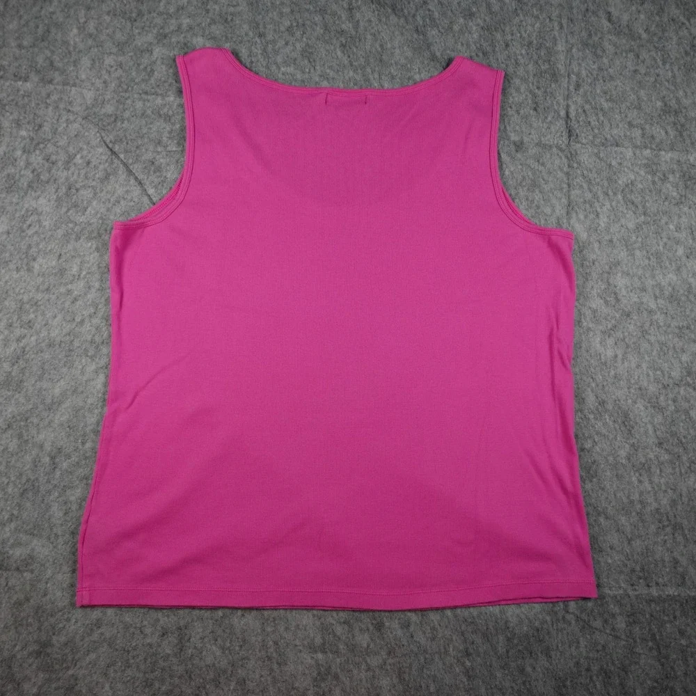 Ralph‎ Lauren Top Women L/XL? Pink Ribbed Scoop Neck Sleeveless Embroidered Tank